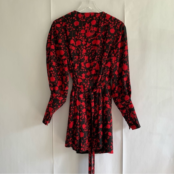 C/Meo Collective Opacity Floral wrap dress Black with  red chili floral - Picture 9 of 14